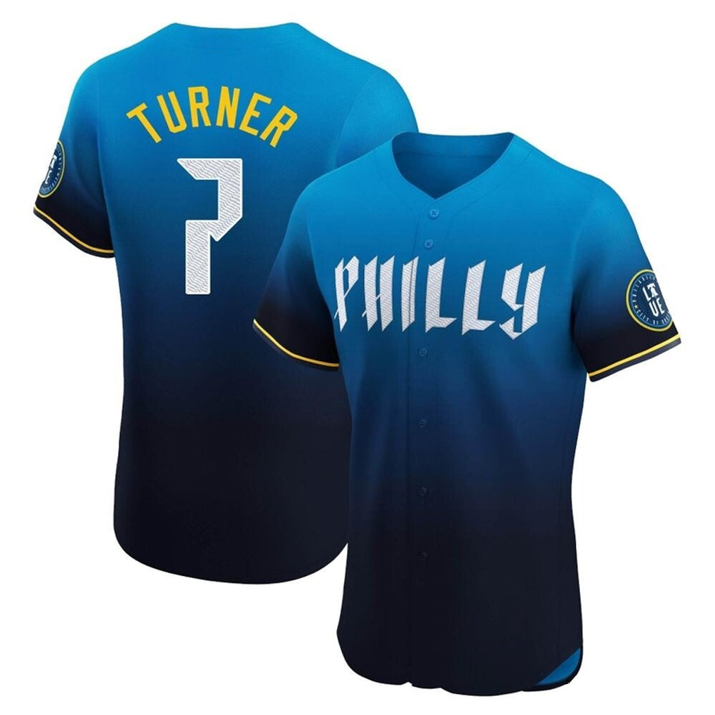 Tlead P.Phillies #7 Trea Turner Player Blue City Connect Home Limited Elite Stitched Jerseys