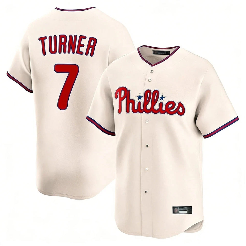 Tlead P.Phillies #7 Trea Turner Player Cream Home Limited Stitched Jerseys