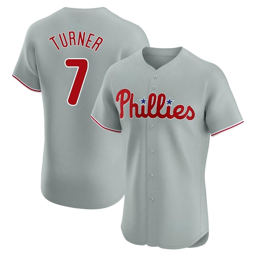 Tlead P.Phillies #7 Trea Turner Player Gray Home Limited Elite Stitched Jerseys