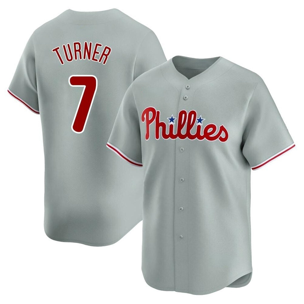 Tlead P.Phillies #7 Trea Turner Player Gray Home Limited Stitched Jerseys