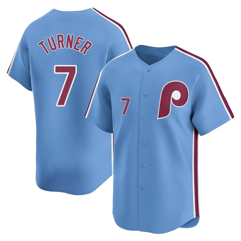 Tlead P.Phillies #7 Trea Turner Player Light Blue Home Limited Stitched Jerseys