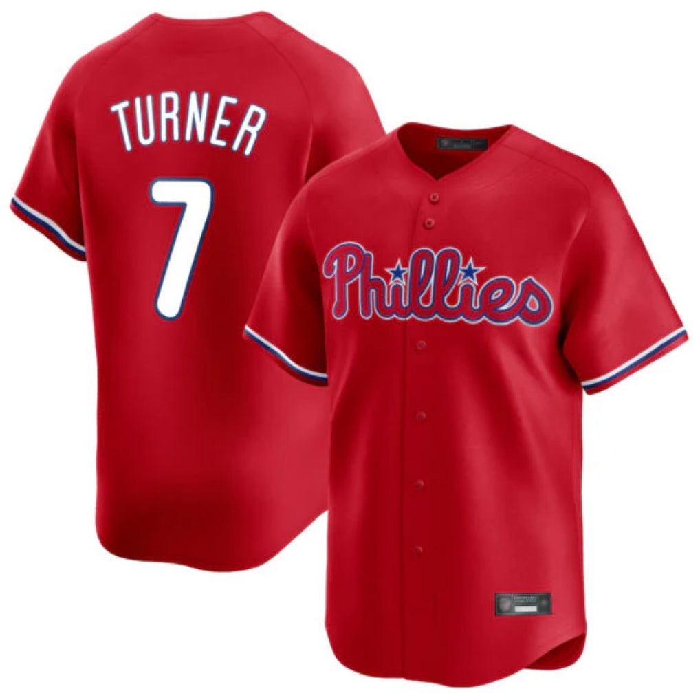 Tlead P.Phillies #7 Trea Turner Player Red Home Limited Stitched Jerseys
