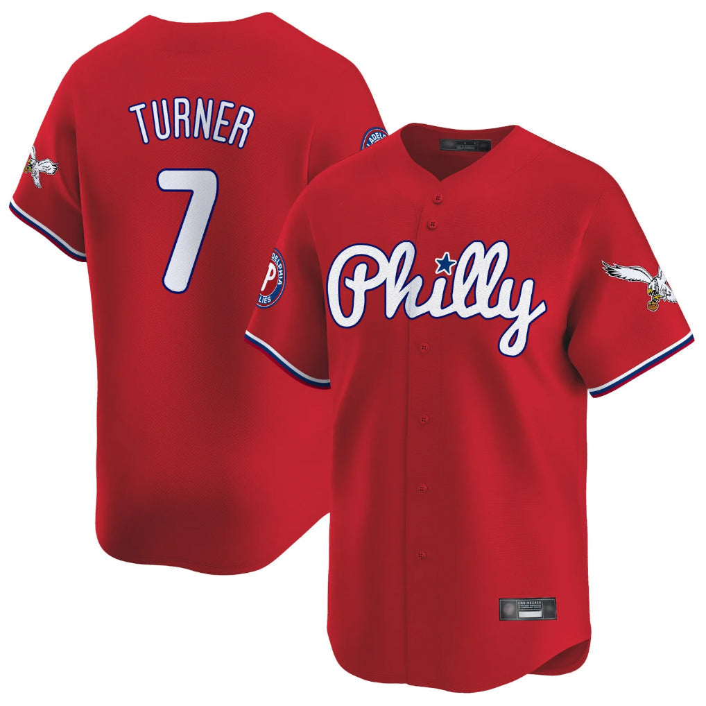 Tlead P.Phillies #7 Trea Turner Player Red Phillies & Eagles Vapor Premier Limited Stitched Jerseys