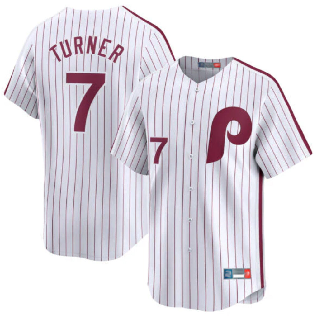 Tlead P.Phillies #7 Trea Turner Player White Cooperstown Collection Limited Home Stitched Jerseys