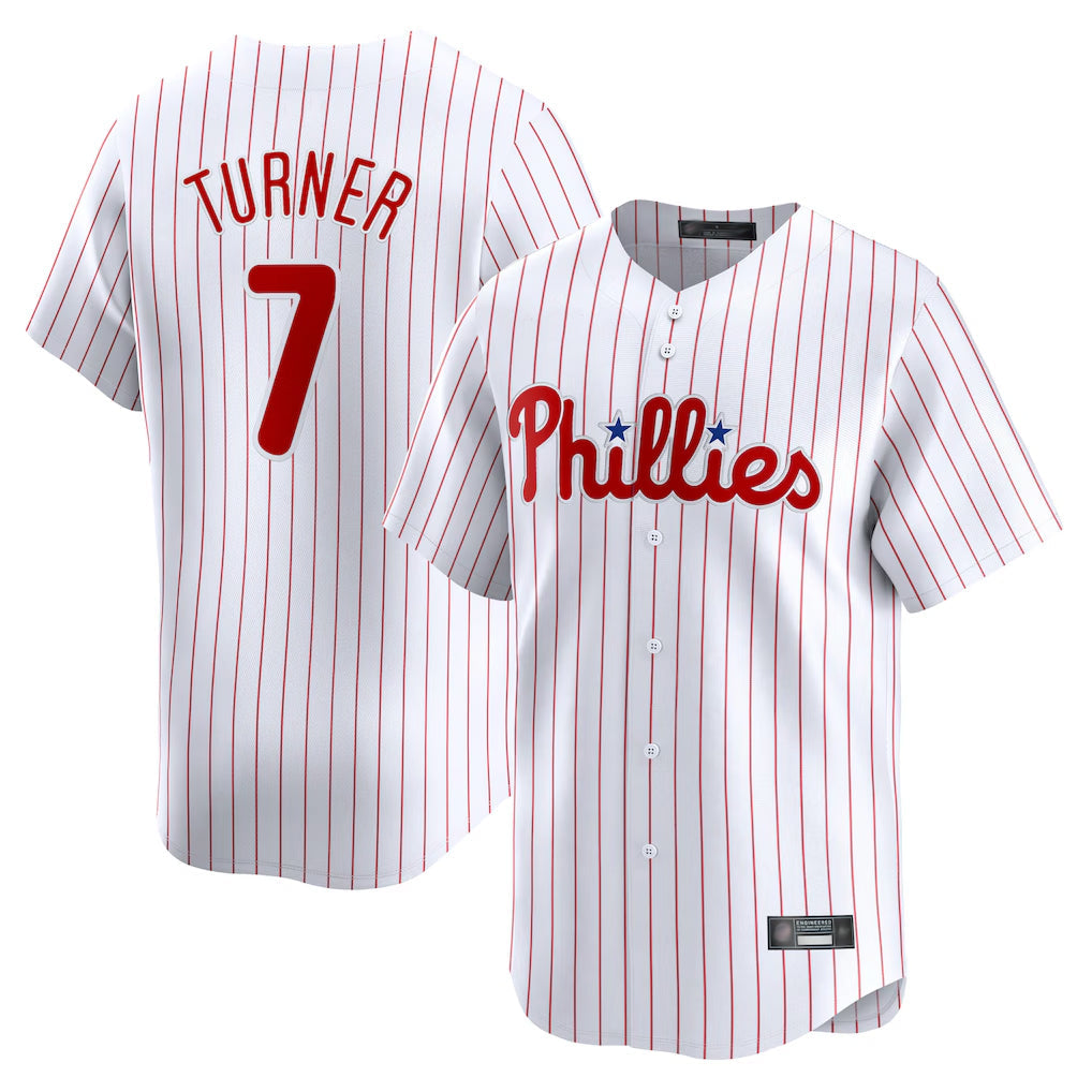 Tlead P.Phillies #7 Trea Turner Player White Home Limited Stitched Jerseys