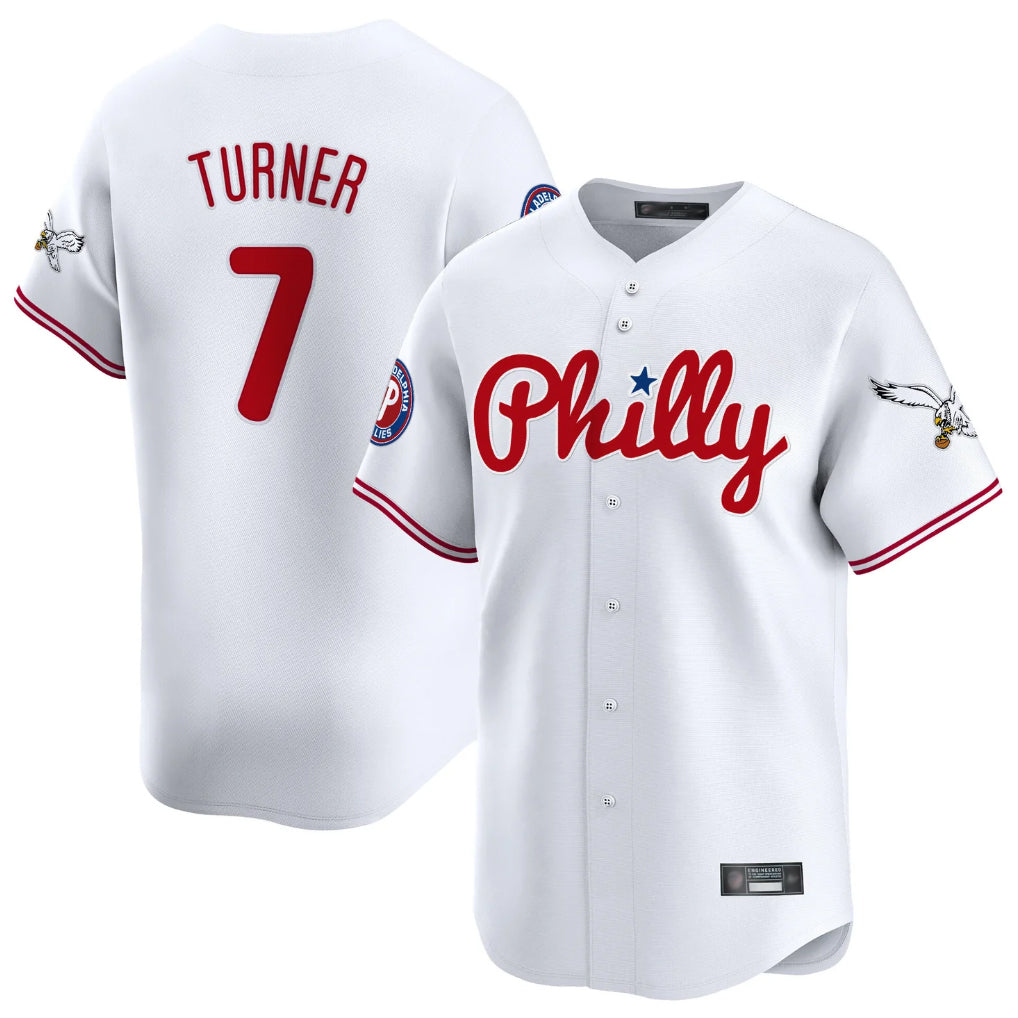 Tlead P.Phillies #7 Trea Turner Player White Phillies & Eagles Vapor Premier Limited Stitched Jerseys