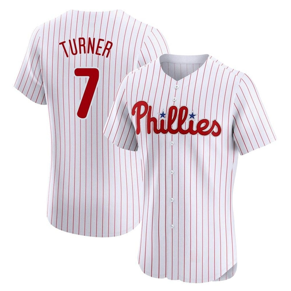 Tlead P.Phillies #7 Trea Turner Player White Pinstripe Phillies & Eagles Vapor Premier Limited Elite Stitched Jerseys