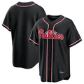 Tlead P.Phillies Blank Player Black Fashion Out Home Game Stitched Jerseys
