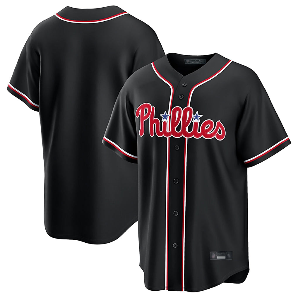 Tlead P.Phillies Blank Player Black Fashion Out Home Game Stitched Jerseys