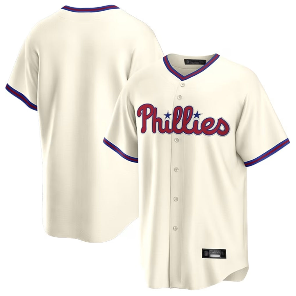 Tlead P.Phillies Blank Player Cream Home Game Stitched Jerseys