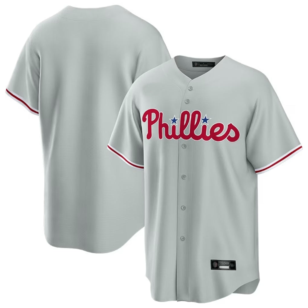 Tlead P.Phillies Blank Player Gray Home Game Stitched Jerseys