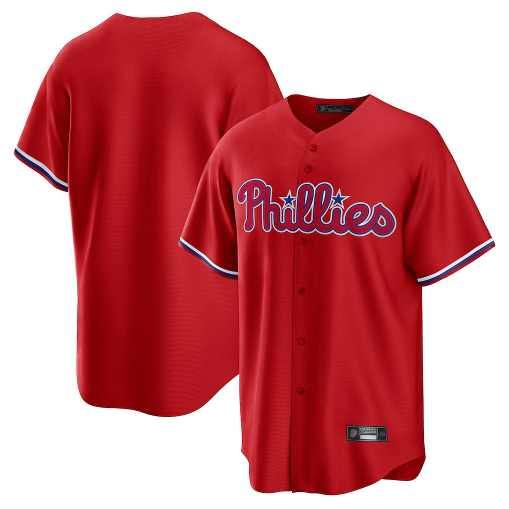 Tlead P.Phillies Blank Player Red Home Game Stitched Jerseys