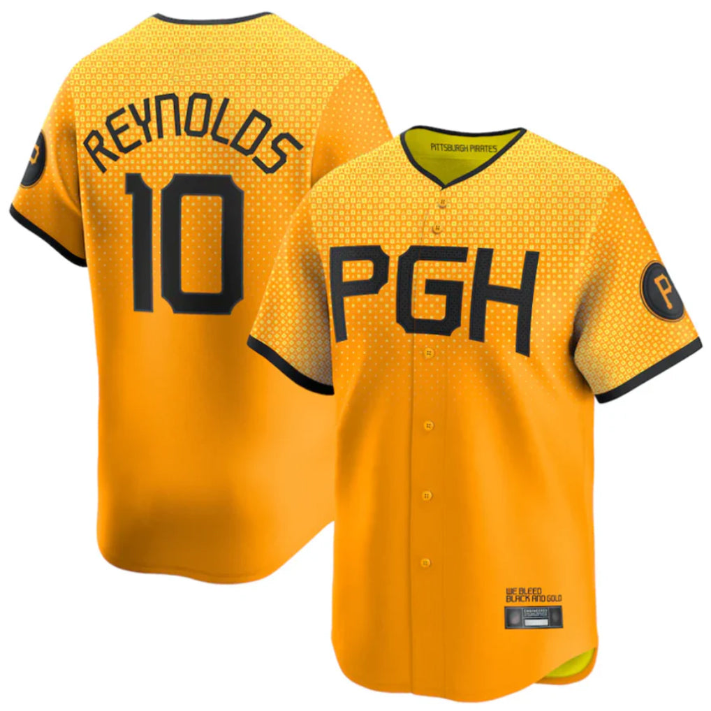 Tlead P.Pirates #10 Bryan Reynolds Player Gold City Connect Home Game Stitched Jerseys