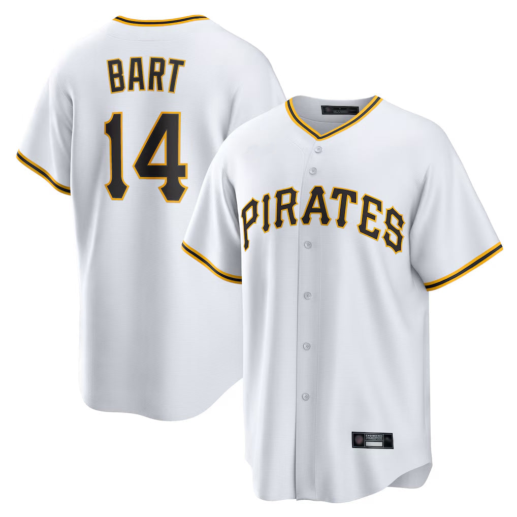 Tlead P.Pirates #14 Joey Bart Player White Home Game Stitched Jerseys