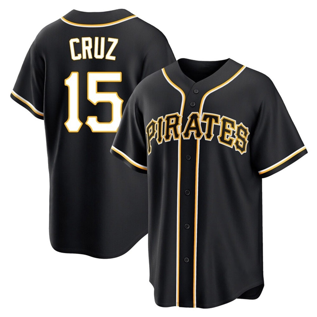 Tlead P.Pirates #15 Oneil Cruz Player Black Fashion Out Home Game Stitched Jerseys