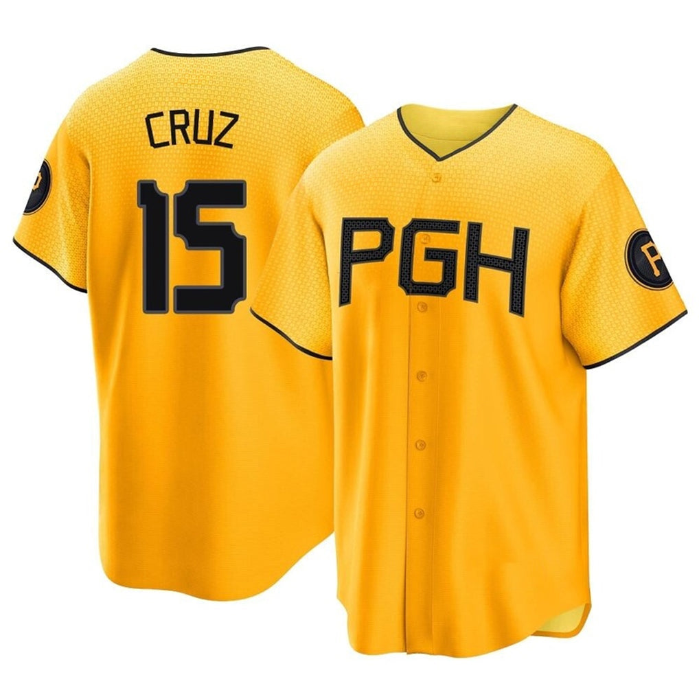 Tlead P.Pirates #15 Oneil Cruz Player Gold City Connect Home Game Stitched Jerseys