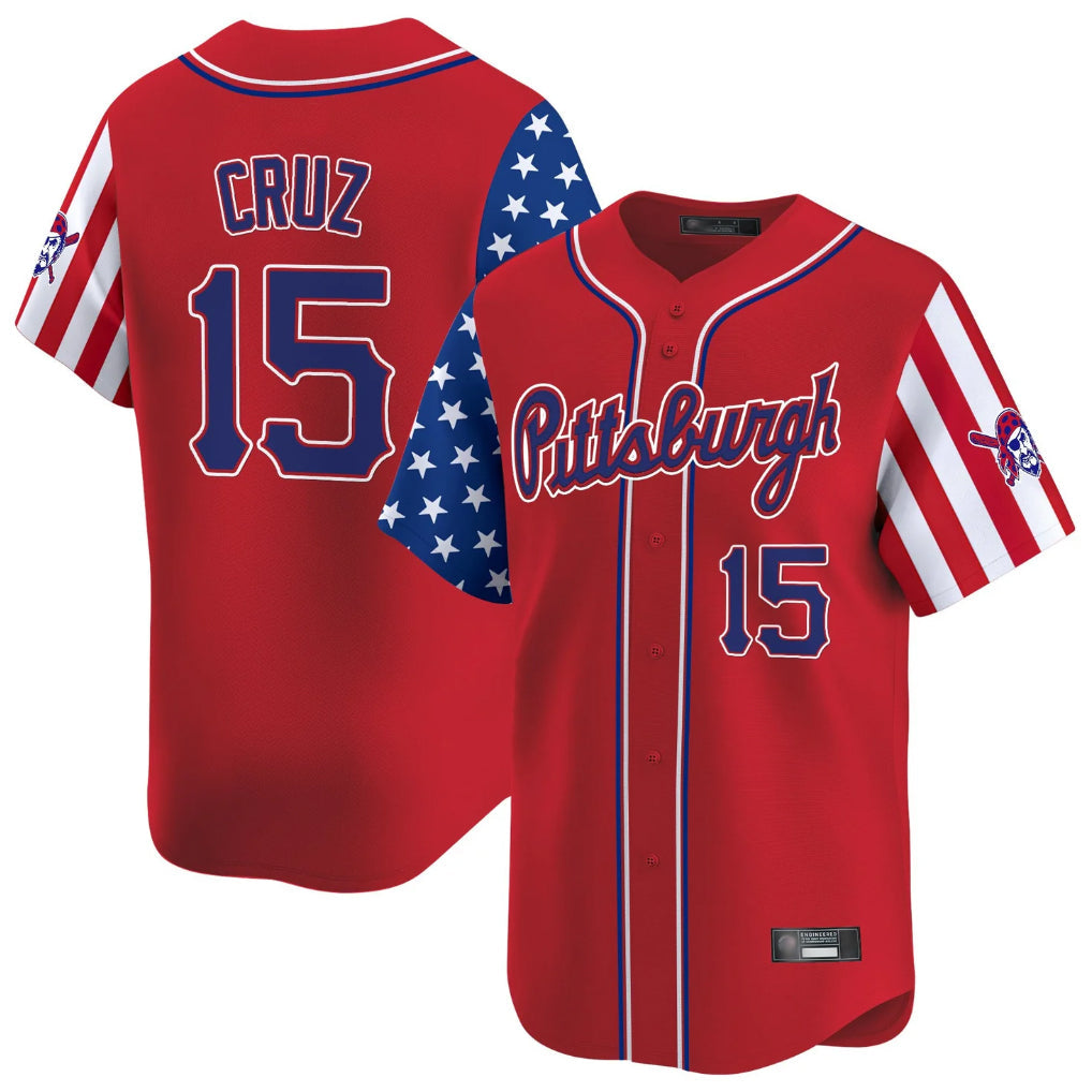 Tlead P.Pirates #15 Oneil Cruz Player Red 2025 Independence Day Vapor Premier Limited Stitched Jerseys
