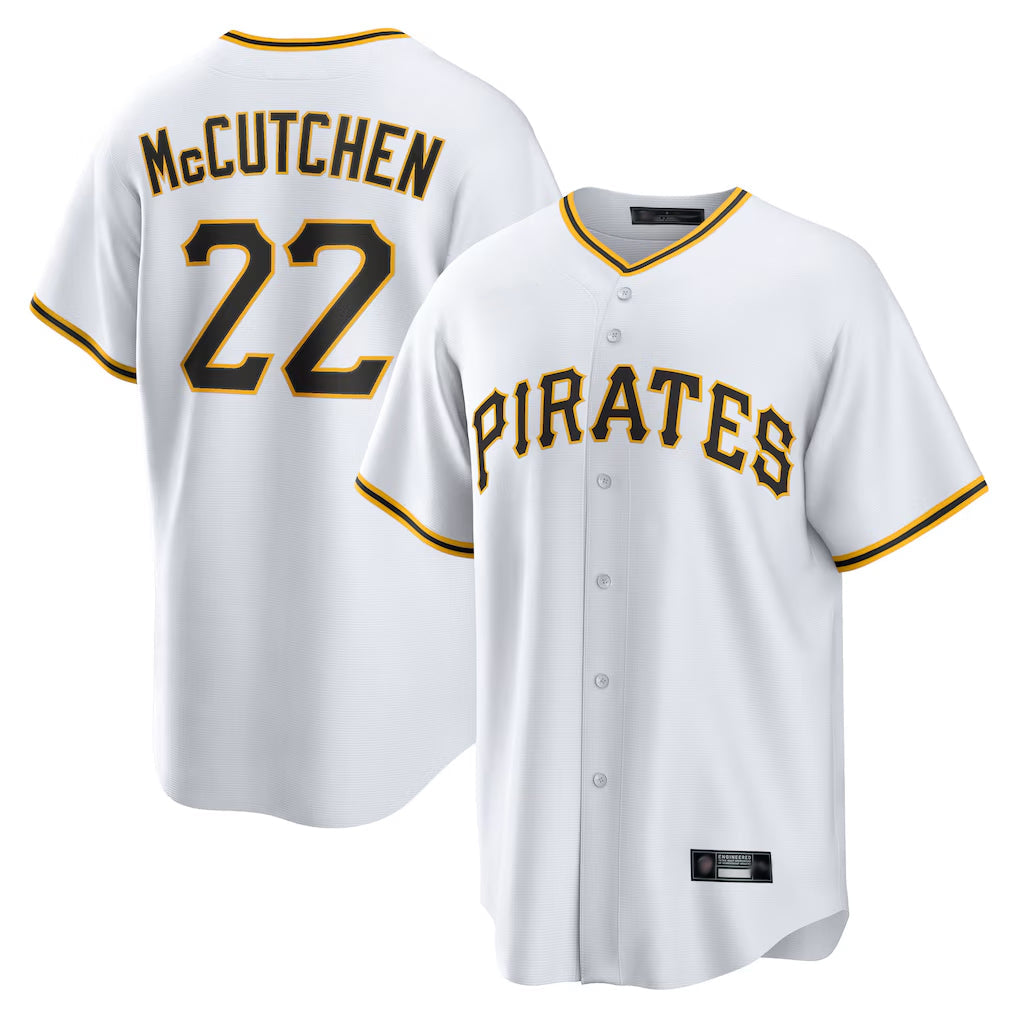 Tlead P.Pirates #22 Andrew McCutchen Player White Home Game Stitched Jerseys
