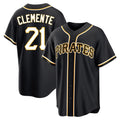 Tlead P.Pirates #21 Roberto Clemente Player Black Fashion Out Home Game Stitched Jerseys