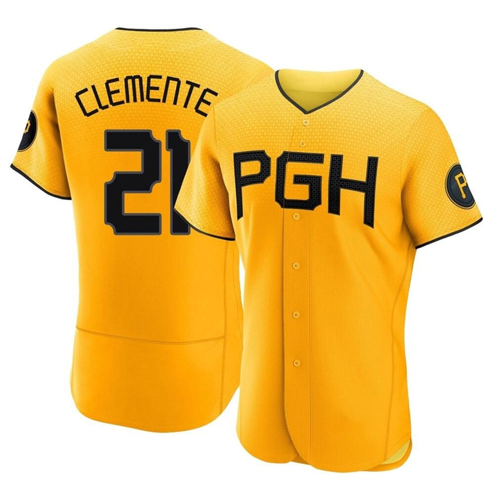 Tlead P.Pirates #21 Roberto Clemente Player Gold City Connect Home Limited Elite Stitched Jerseys