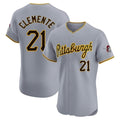 Tlead P.Pirates #21 Roberto Clemente Player Gray Road Home Limited Elite Stitched Jerseys