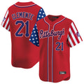 Tlead P.Pirates #21 Roberto Clemente Player Red 2025 Independence Day Vapor Premier Limited Stitched Jerseys