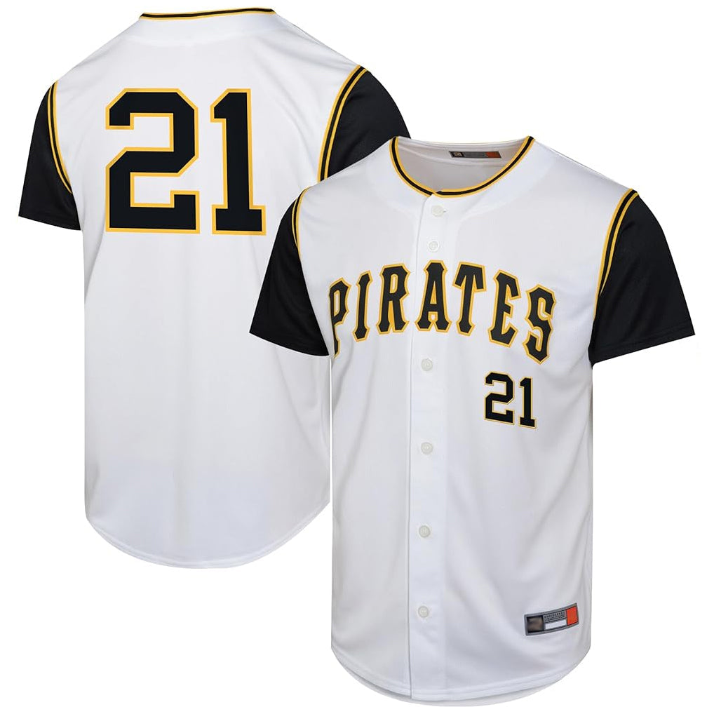 Tlead P.Pirates #21 Roberto Clemente Player White Throwback Cooperstown Collection Limited Stitched Jerseys