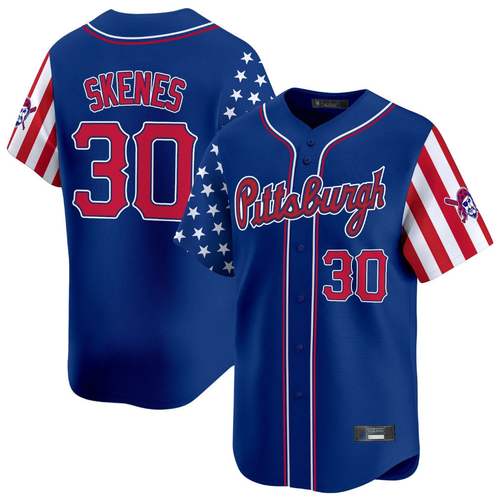 Tlead P.Pirates #30 Paul Skenes Player Royal 2025 Independence Day Vapor Premier Limited Stitched Jerseys