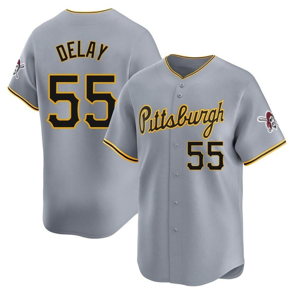 Tlead P.Pirates #55 Jason Delay Player Gray Road Home Limited Stitched Jerseys