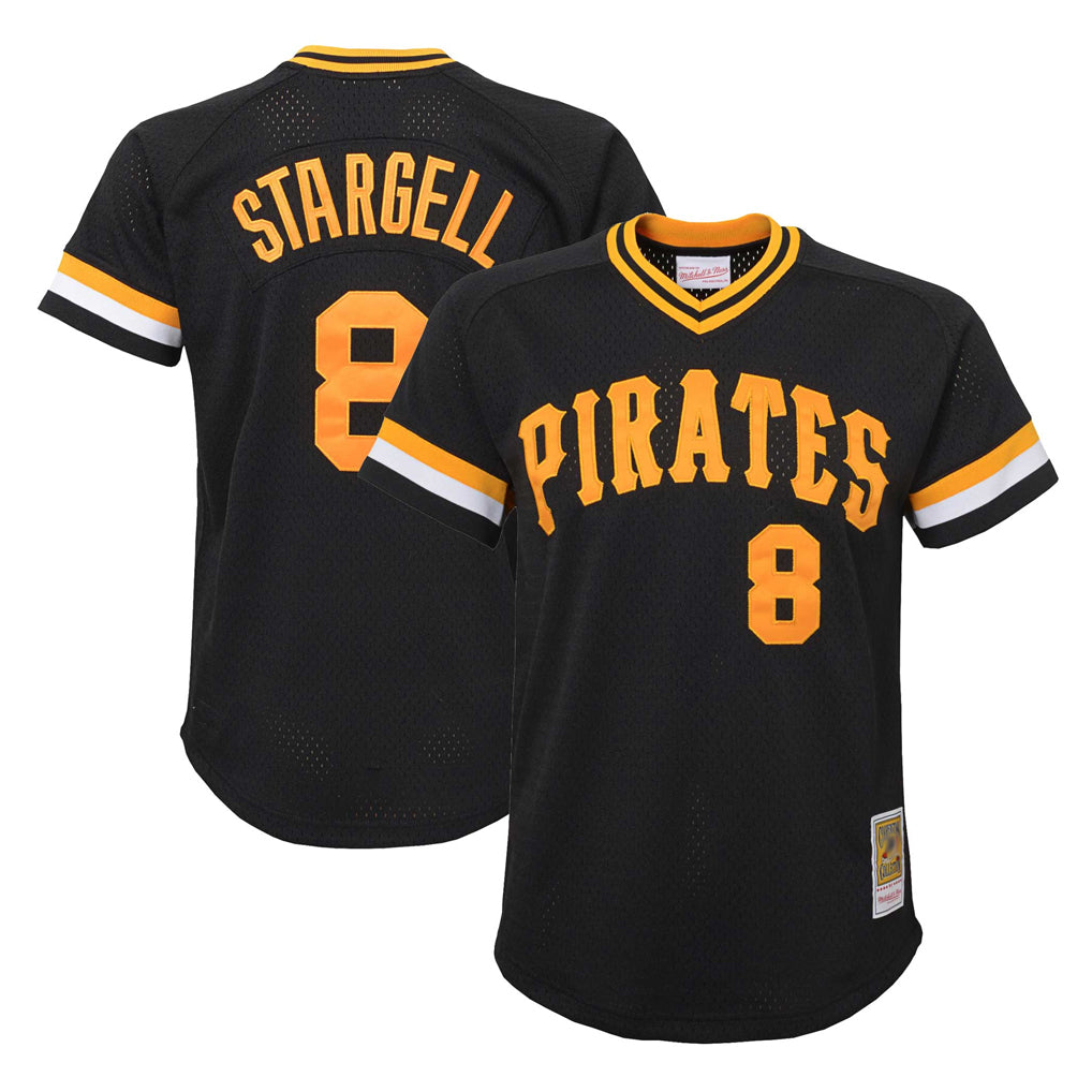 Tlead P.Pirates #8 Willie Stargell Player Black Mitchell & Ness Black Cooperstown Collection Mesh Batting Limited Stitched Jerseys