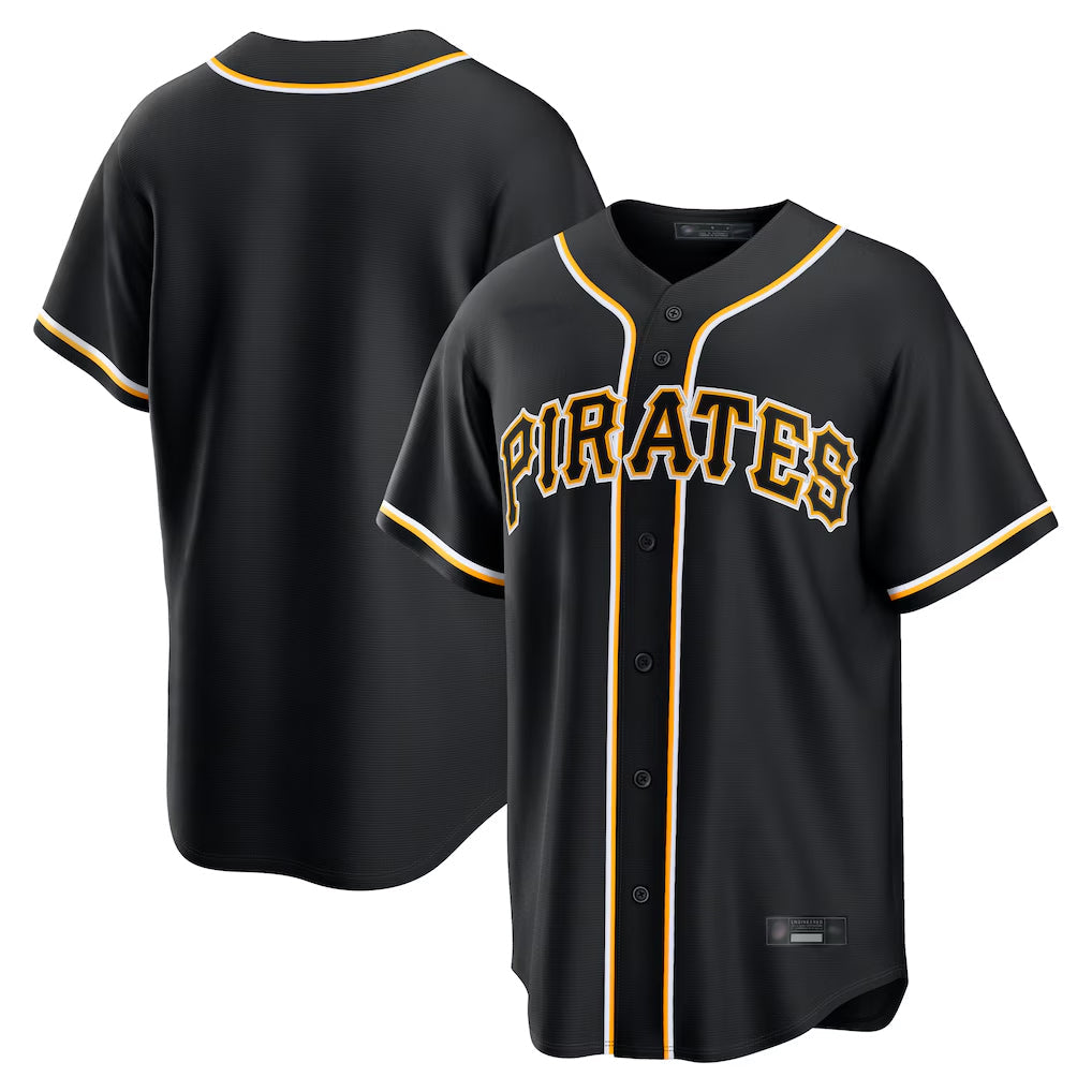 Tlead P.Pirates Blank Player Black Fashion Out Home Game Stitched Jerseys