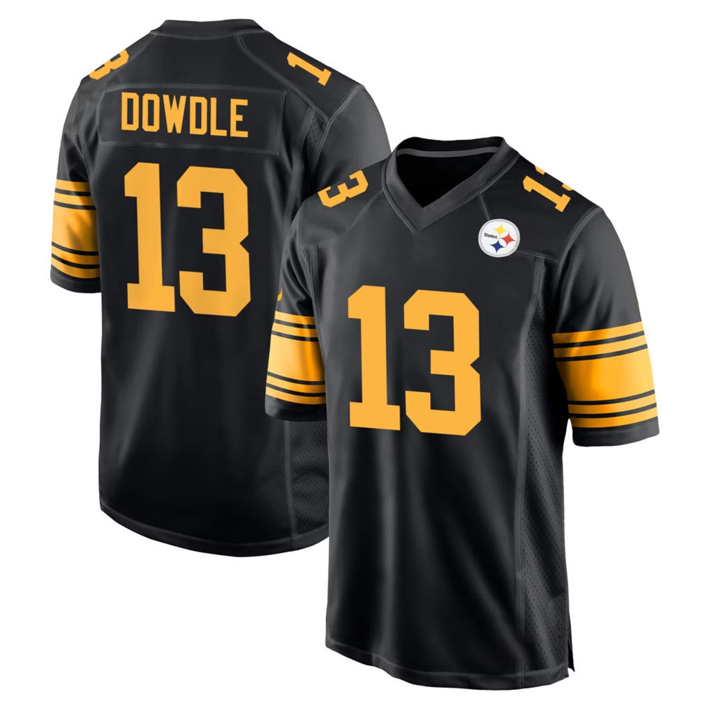 Tlead P.Steelers #13 Rico Dowdle Player Black Color Rush Home Game Stitched Jerseys