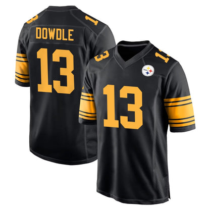 Tlead P.Steelers #13 Rico Dowdle Player Black Color Rush Home Game Stitched Jerseys