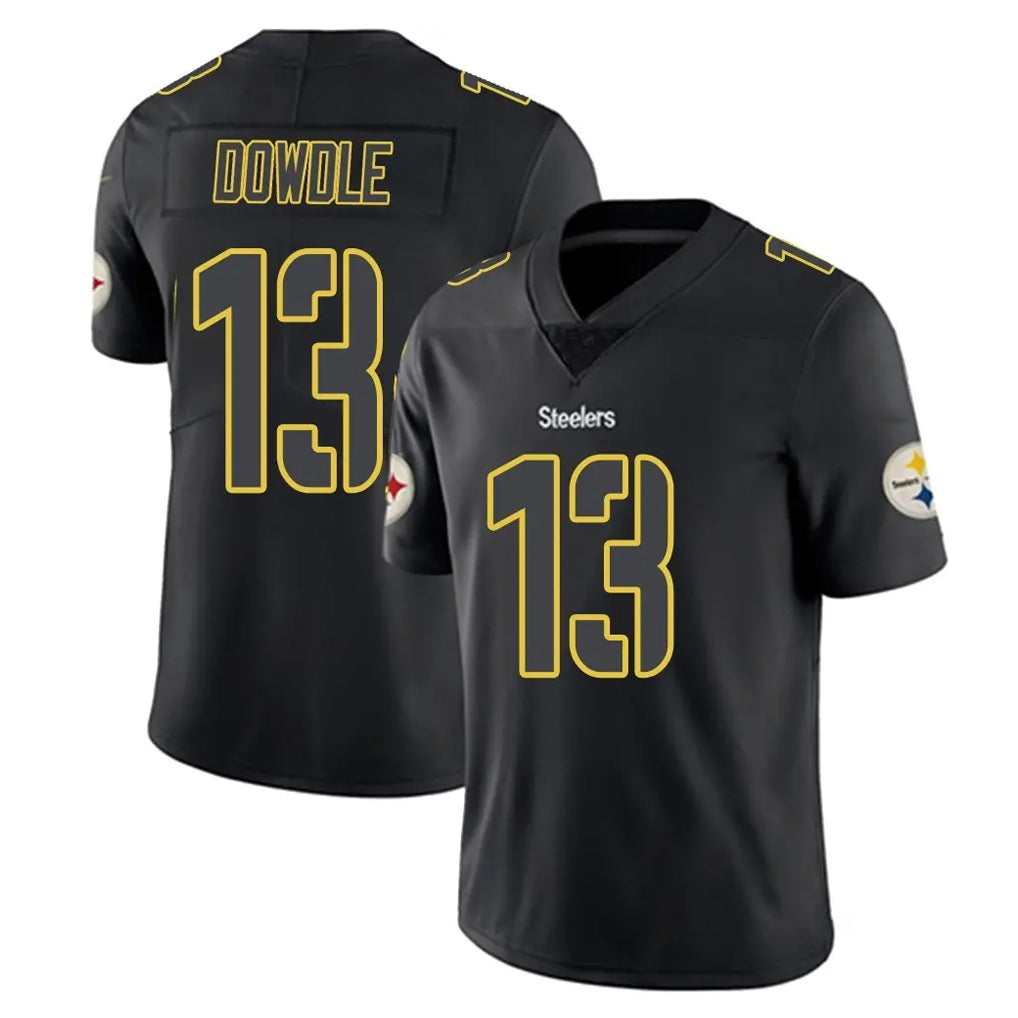 Tlead P.Steelers #13 Rico Dowdle Player Black Impact Limited Home Game Stitched Jerseys