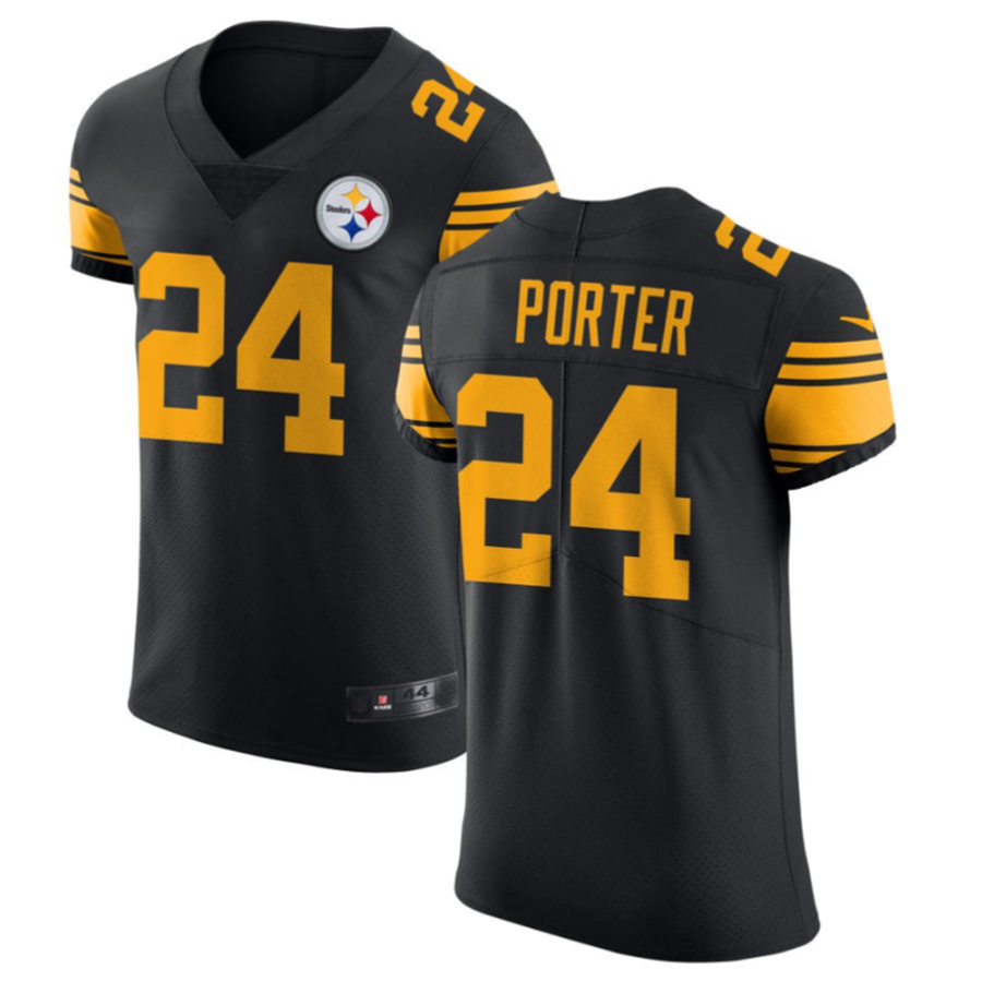 Tlead P.Steelers #24 Joey Porter Jr. Black Vapor Untouchable Elite Color Rush American Stitched Jerseys