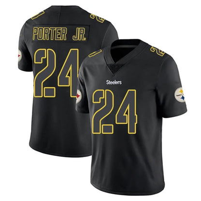 Tlead P.Steelers #24 Joey Porter Jr. Player Black Impact Limited Home Game Stitched Jerseys