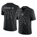 Tlead P.Steelers #24 Joey Porter Jr. Player Black Reflective Limited Home Game Stitched Jerseys