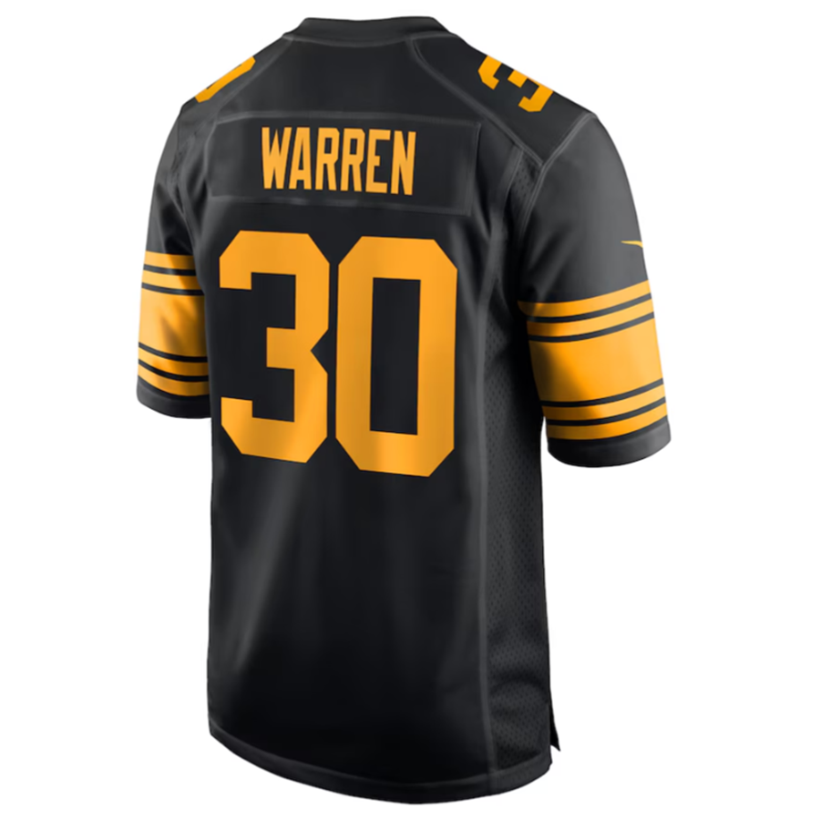 Tlead P.Steelers #30 Jaylen Warren Black Alternate Game American Stitched Jerseys