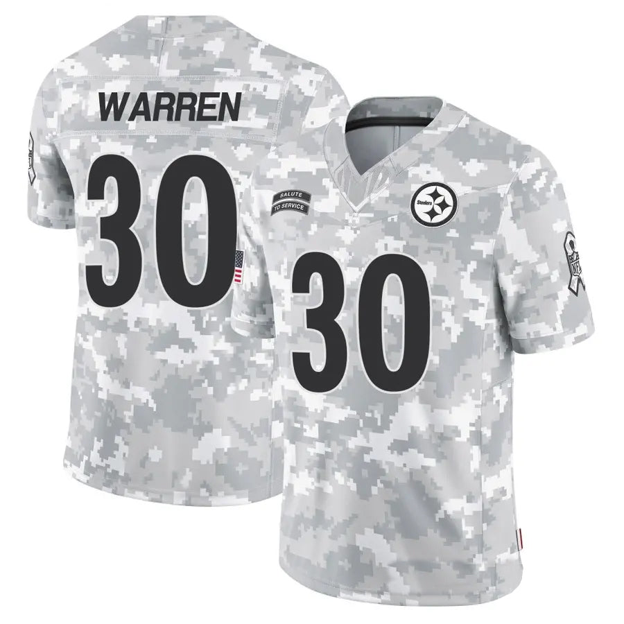 Tlead P.Steelers #30 Jaylen Warren Player Arctic Camo Salute to Service Limited Stitched Jerseys