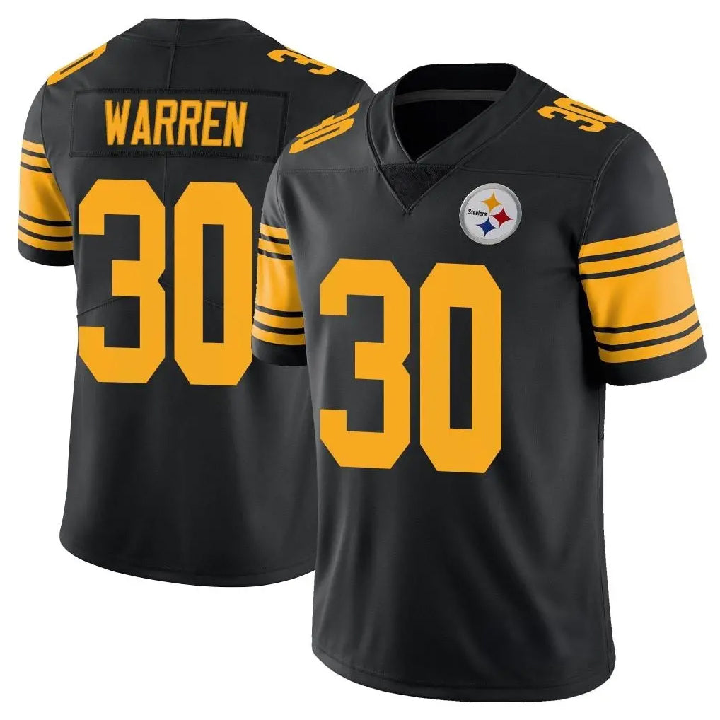 Tlead P.Steelers #30 Jaylen Warren Player Black Limited Color Rush Home Game Stitched Jerseys