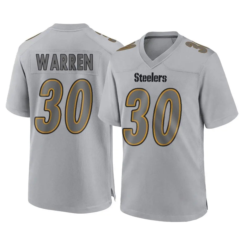 Tlead P.Steelers #30 Jaylen Warren Player Gray Atmosphere Fashion Home Game Stitched Jerseys