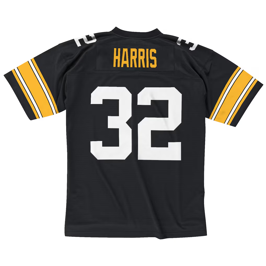Tlead P.Steelers #32 Franco Harris Mitchell & Ness Black Legacy Replica Stitched Puhic Jersey