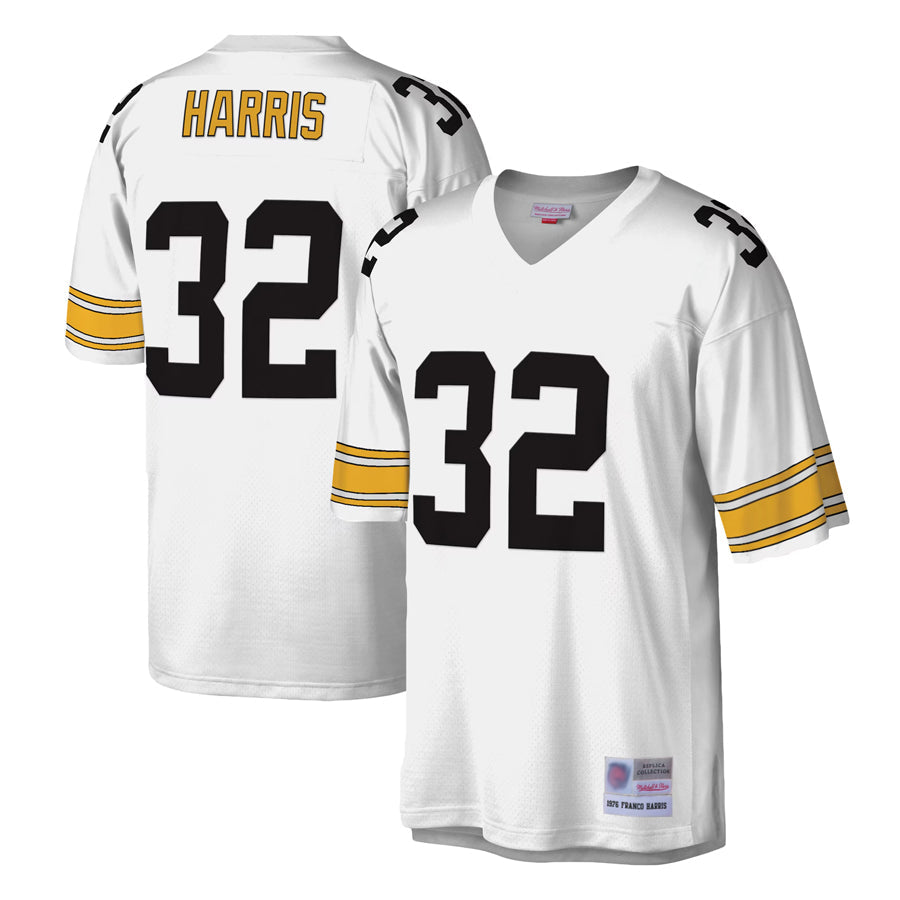 Tlead P.Steelers #32 Franco Harris Player Mitchell & Ness White Legacy Replica Stitched Jerseys