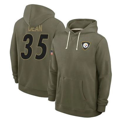 Tlead P.Steelers #35 Jamel Dean Player Olive Salute to Service Pullover Hoodies Limited Stitched Jerseys