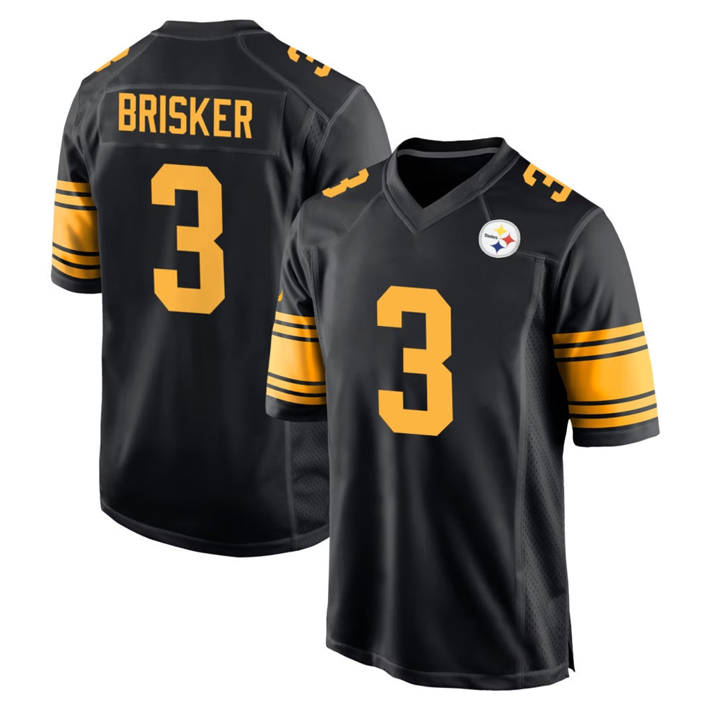 Tlead P.Steelers #3 Jaquan Brisker Player Black Color Rush Home Game Stitched Jerseys