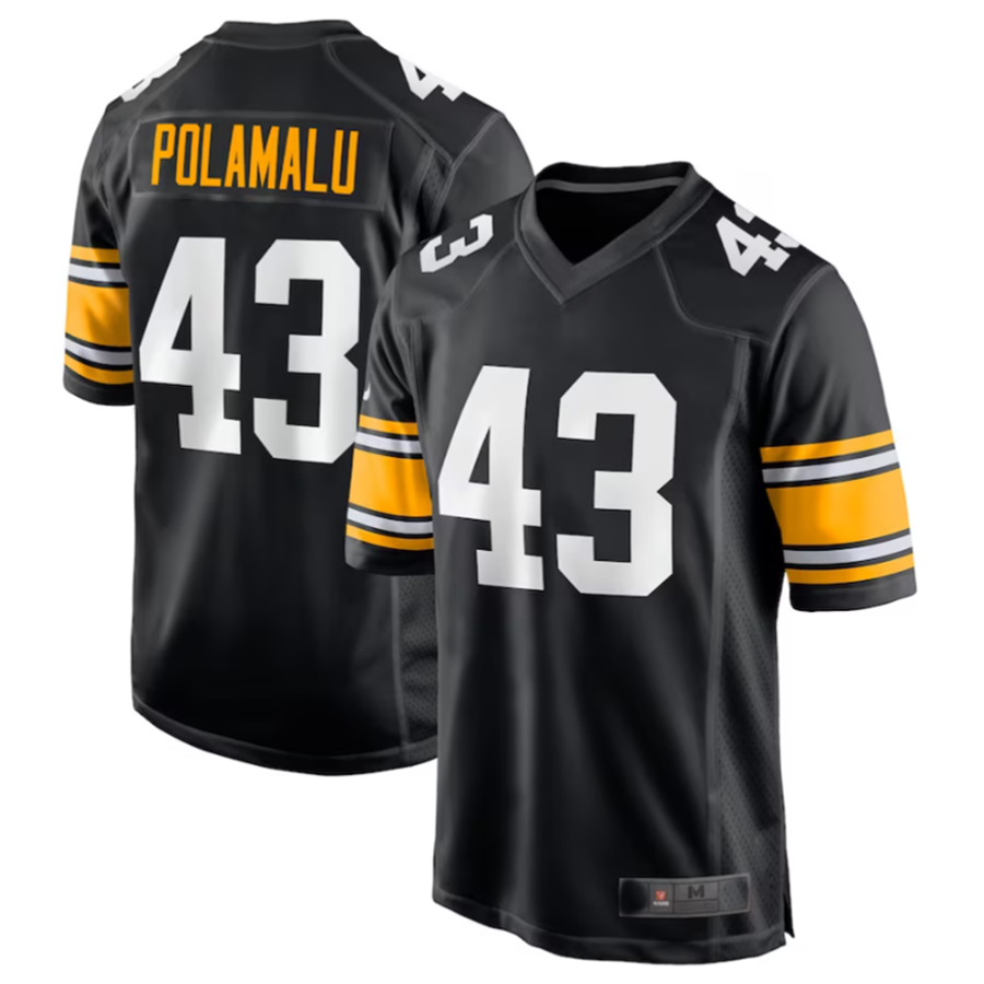 Tlead P.Steelers #43 Troy Polamalu Black Retired Player Jersey American Stitched Jersey