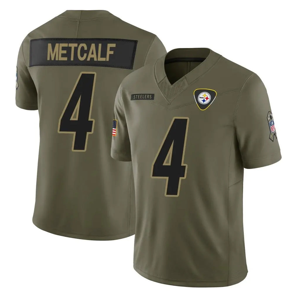 Tlead P.Steelers #4 DK Metcalf Player Olive 2025 Salute To Service Limited Home Game Stitched Jerseys