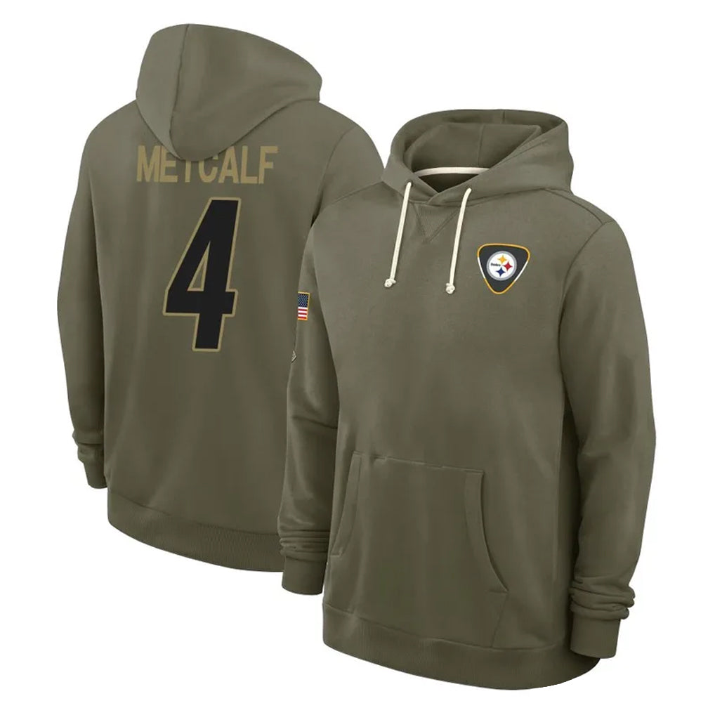 Tlead P.Steelers #4 DK Metcalf Player Olive Salute to Service Pullover Hoodies Limited Stitched Jerseys