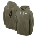Tlead P.Steelers #4 DK Metcalf Player Olive Salute to Service Pullover Hoodies Limited Stitched Jerseys