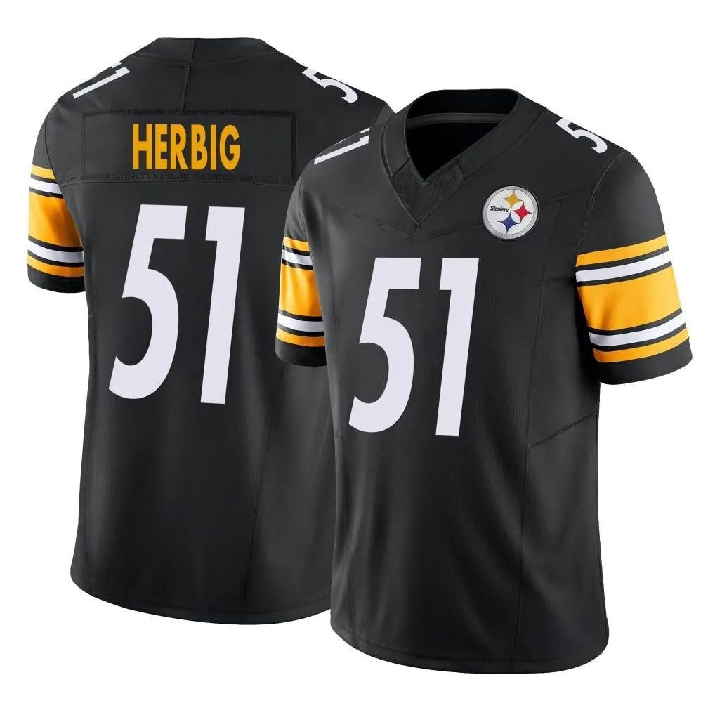 Tlead P.Steelers #51 Nick Herbig Player Black Limited Vapor F.U.S.E. Home Game Stitched Jerseys